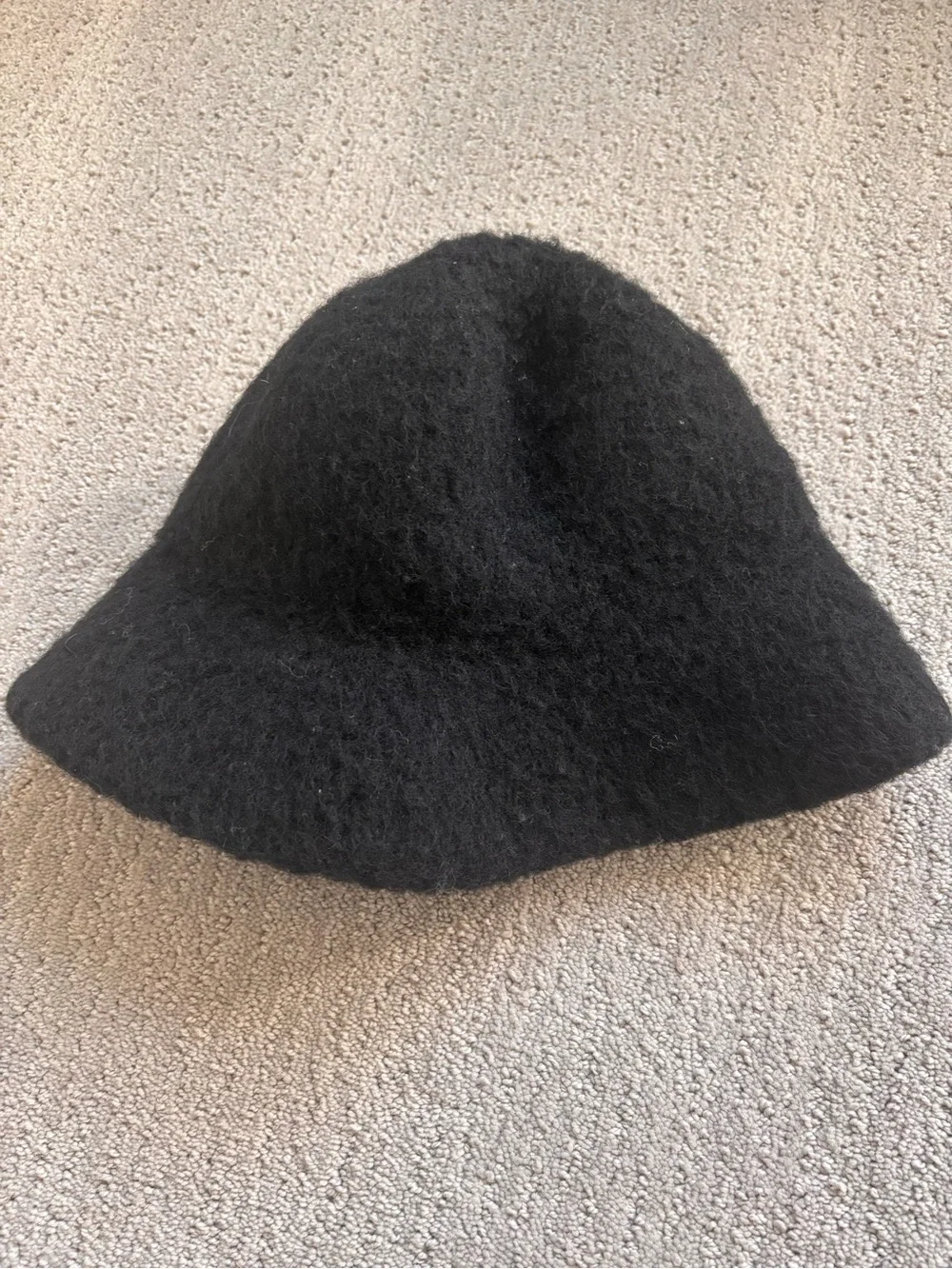 Black Boiled Wool Cloche Hat with Floral Accent - Women's Accessory